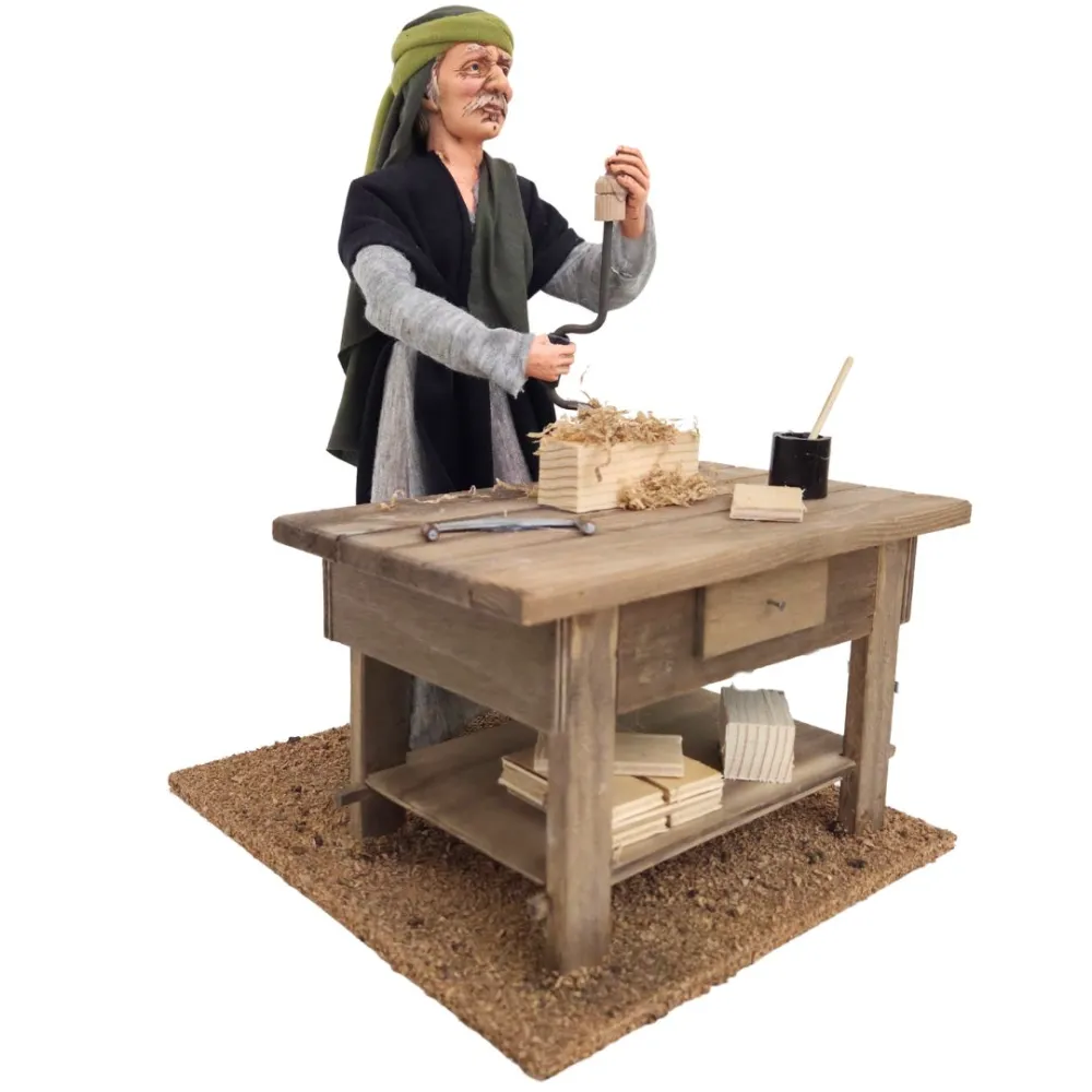 Animated Palestinian Carpenter with Brace and Bit - 30 cm