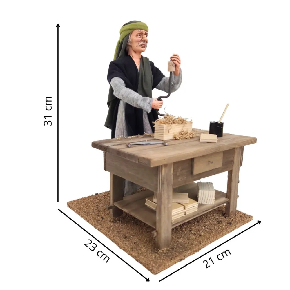 Animated Palestinian Carpenter with Brace and Bit - 30 cm