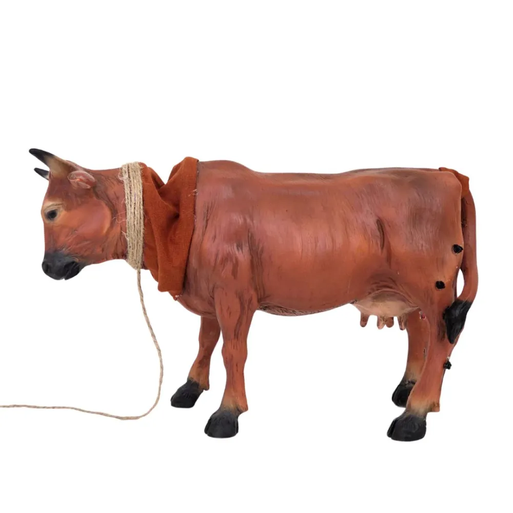 Mucca marrone con coda in movimento per statue da 30 cm