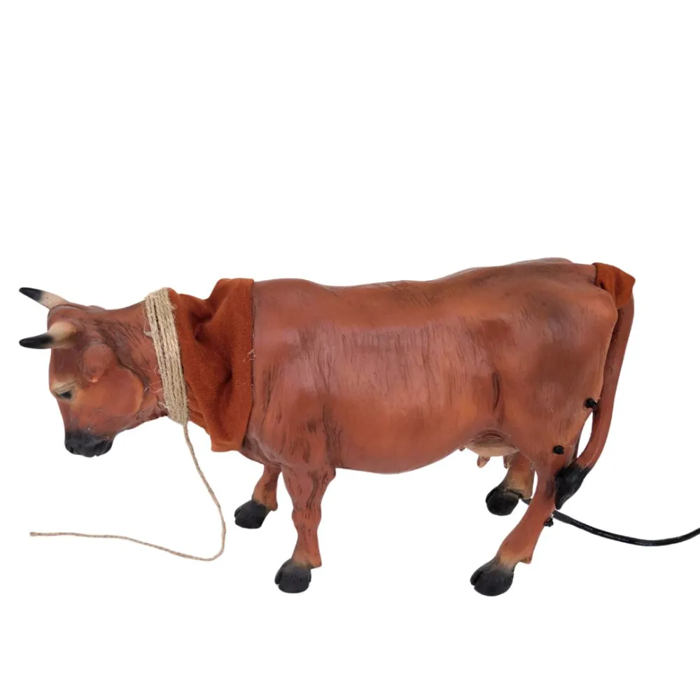 Mucca marrone con coda in movimento per statue da 30 cm