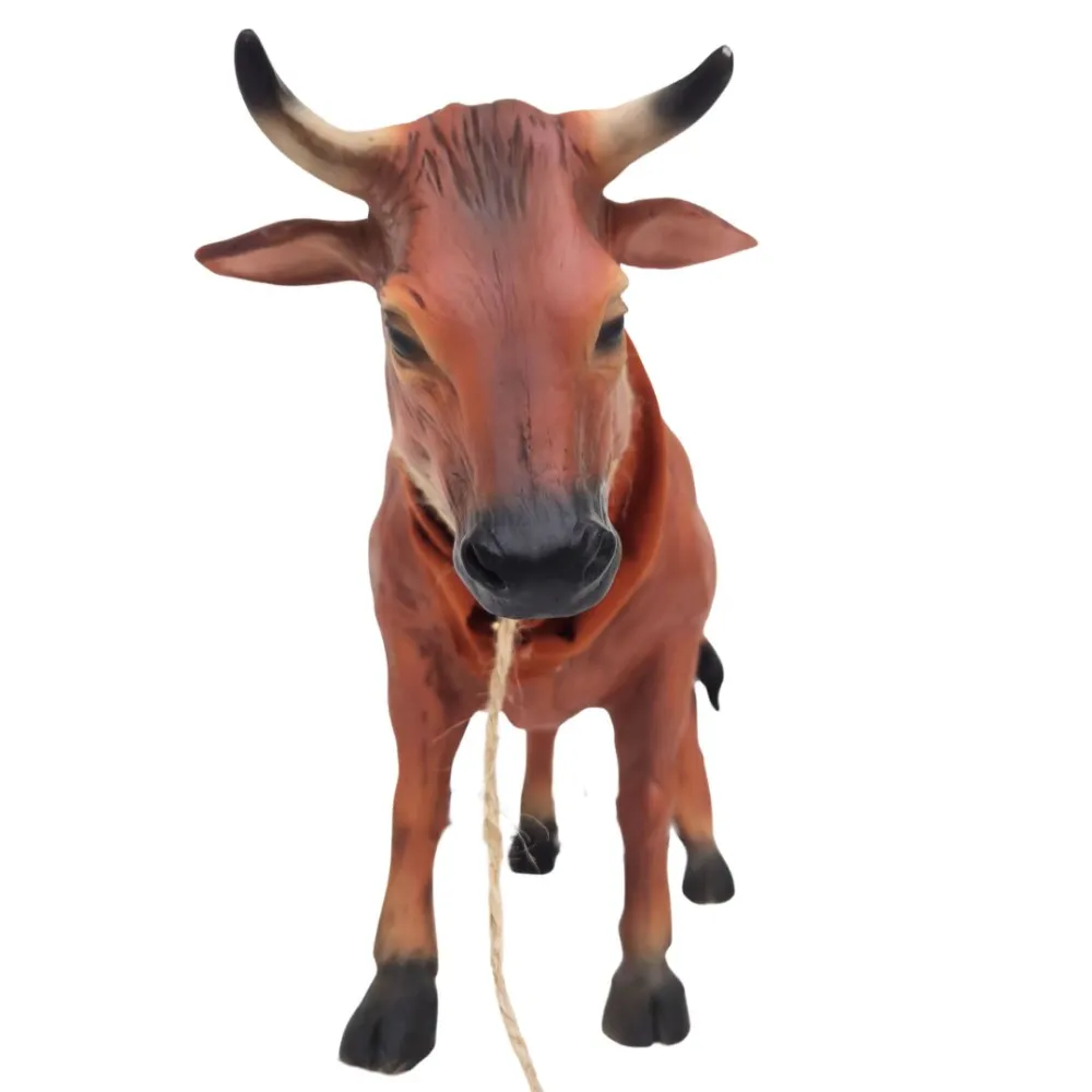 Mucca marrone con coda in movimento per statue da 30 cm