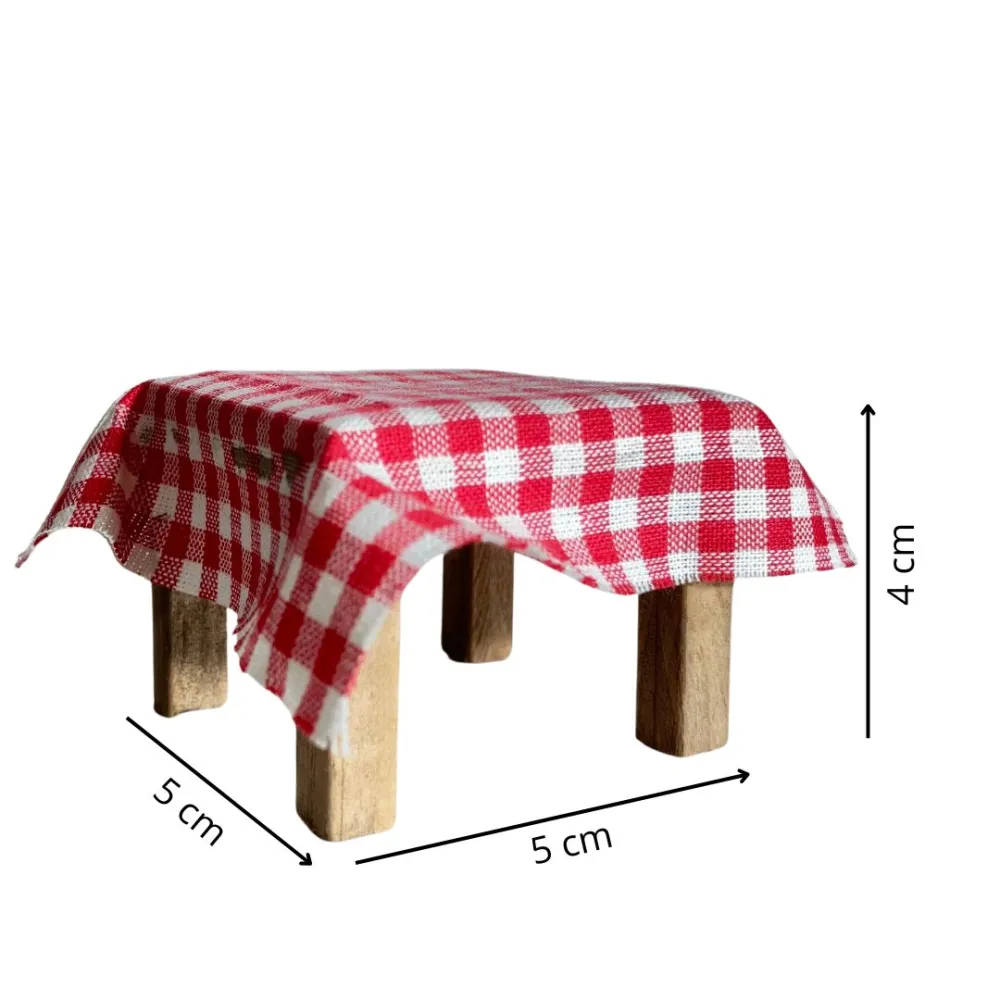 Wooden Table with Tablecloth for 8–10 cm Nativity Figures