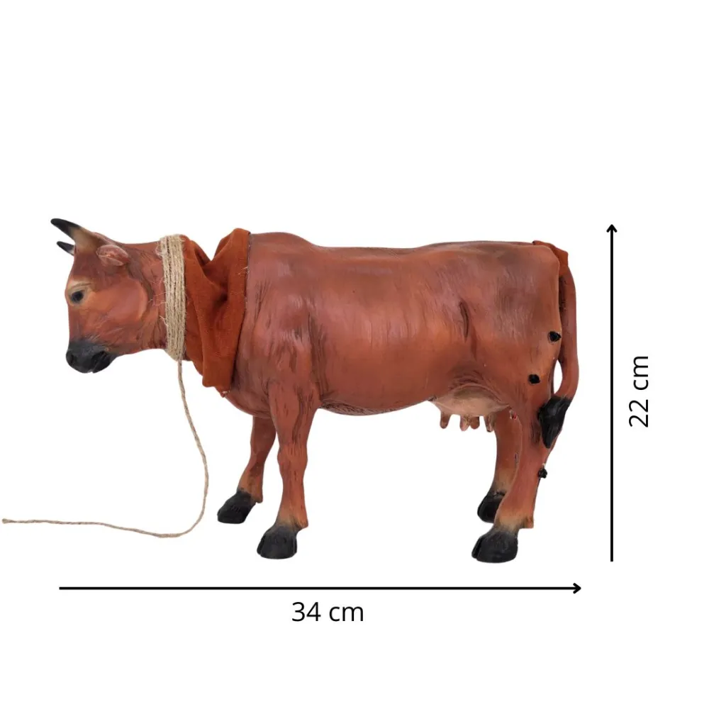 Animated Brown Cow with Moving Tail for 30 cm Nativity Figure