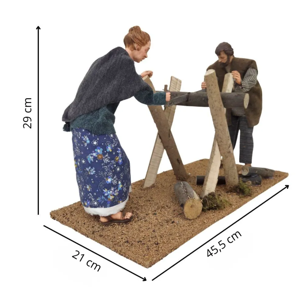 Animated Traditional Woodcutters Scene - 30 cm