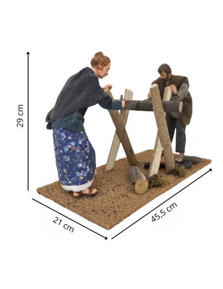 Animated Traditional Woodcutters Scene - 30 cm