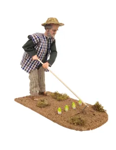 Animated Traditional Hoeing Farmer - 30 cm