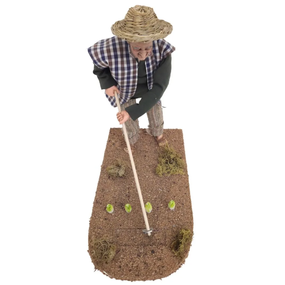 Animated Traditional Hoeing Farmer - 30 cm