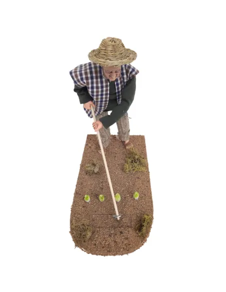 Animated Traditional Hoeing Farmer - 30 cm