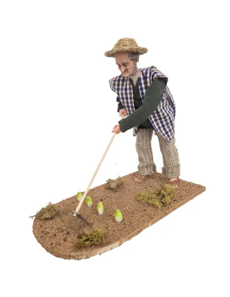 Animated Traditional Hoeing Farmer - 30 cm