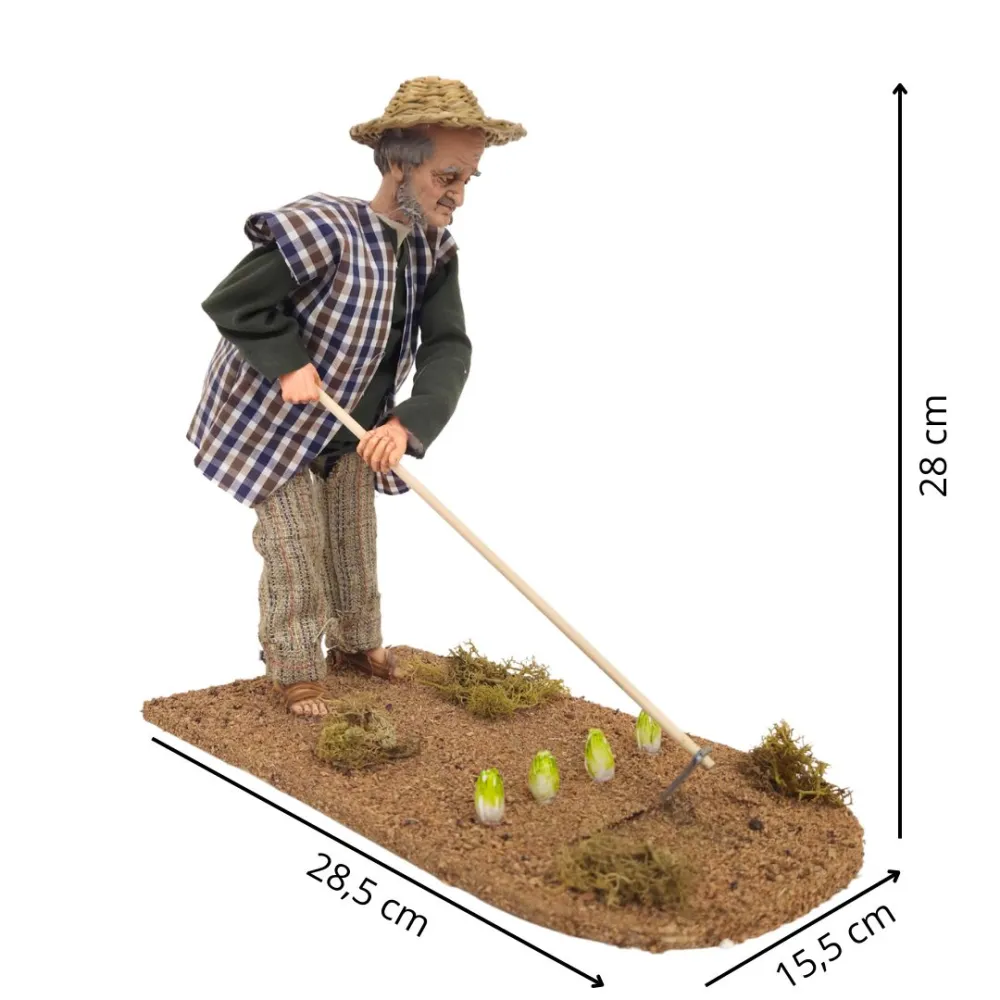 Animated Traditional Hoeing Farmer - 30 cm