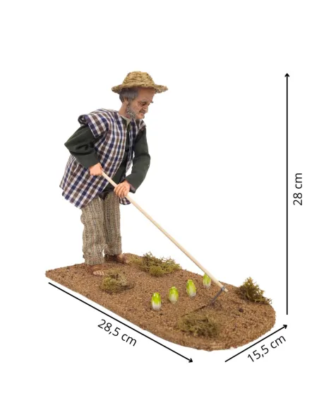Animated Traditional Hoeing Farmer - 30 cm