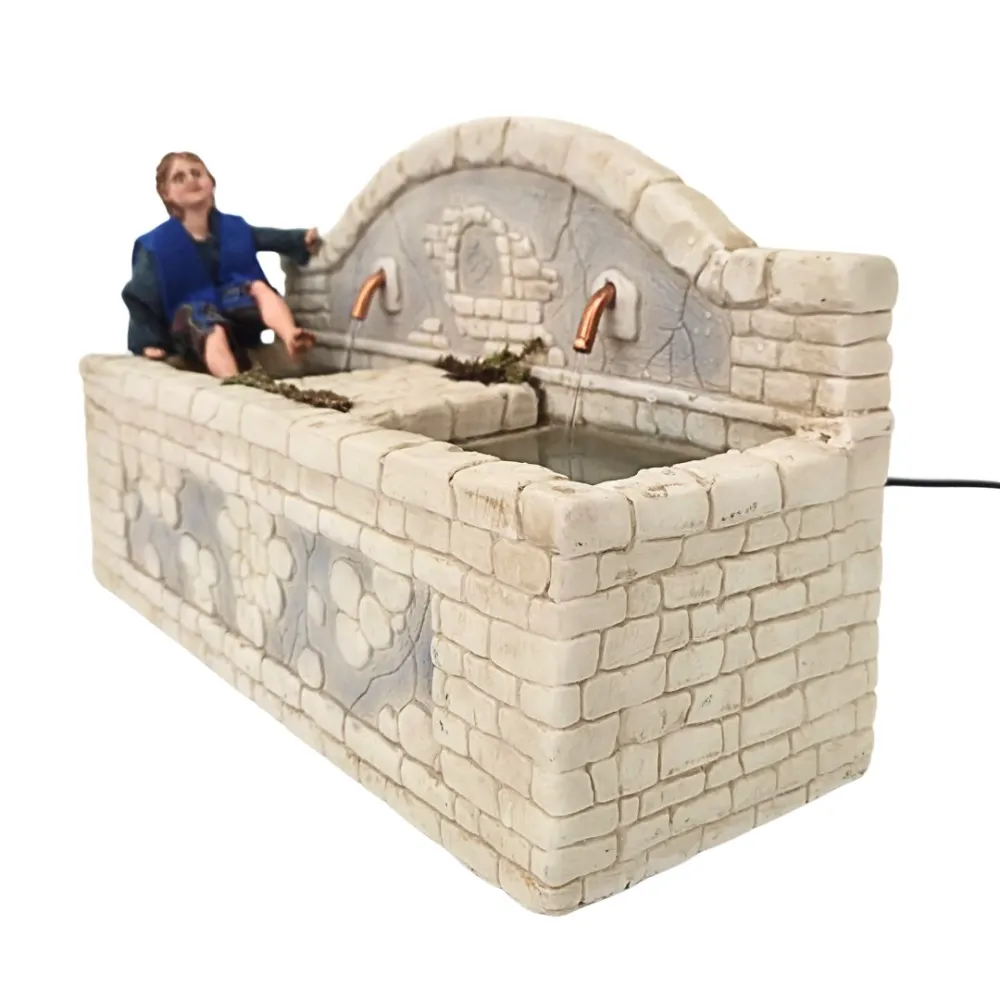 Bambino popolare alla fonte in resina in movimento per statue da 30 cm