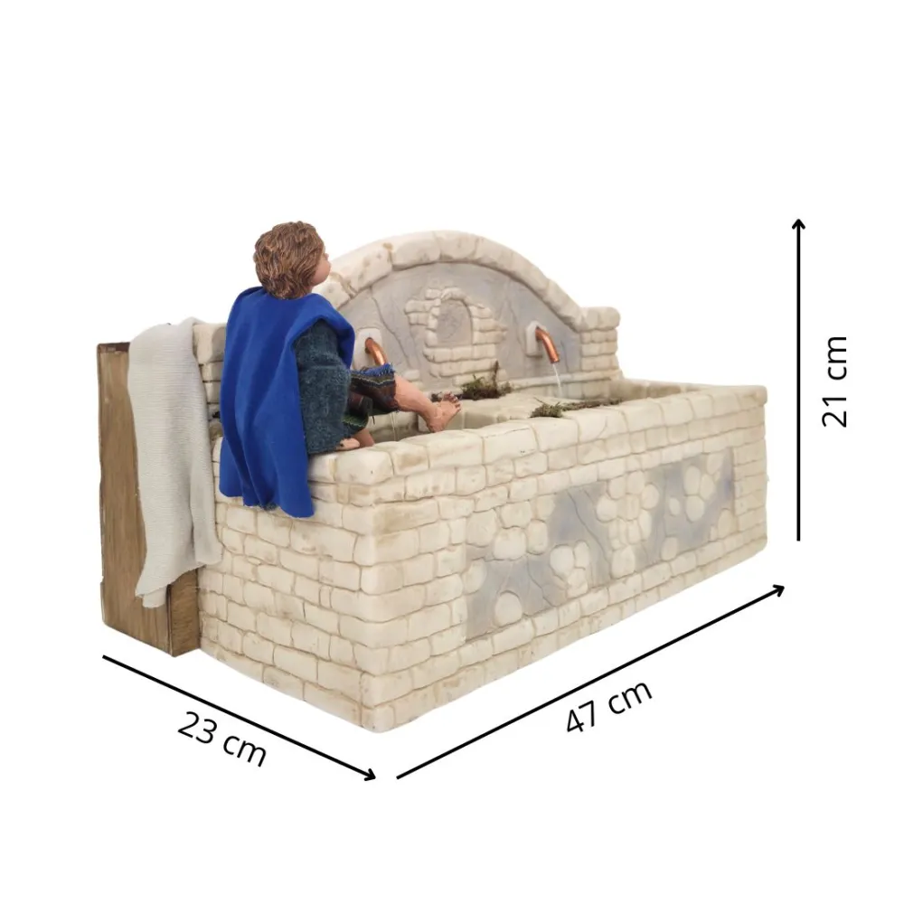 Bambino popolare alla fonte in resina in movimento per statue da 30 cm