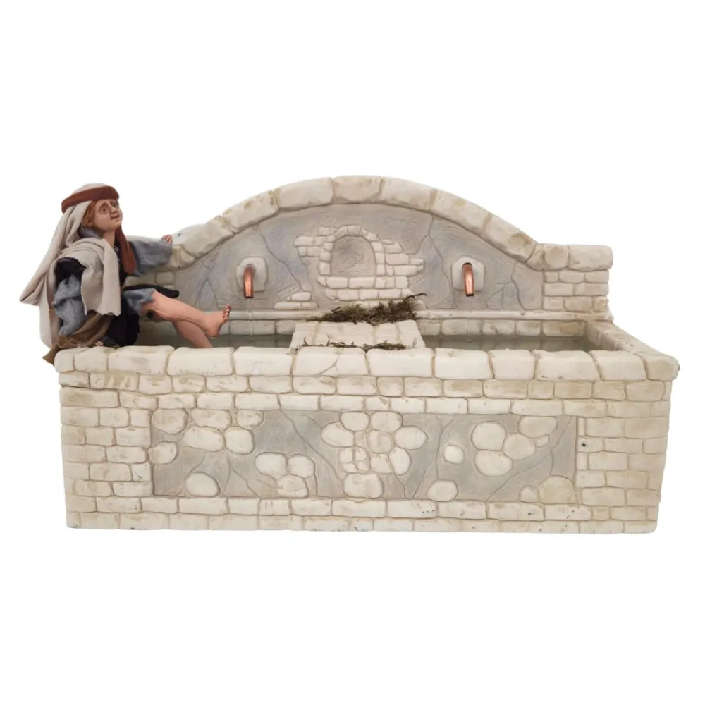Bambino palestinese alla fonte in resina in movimento per statue da 30 cm