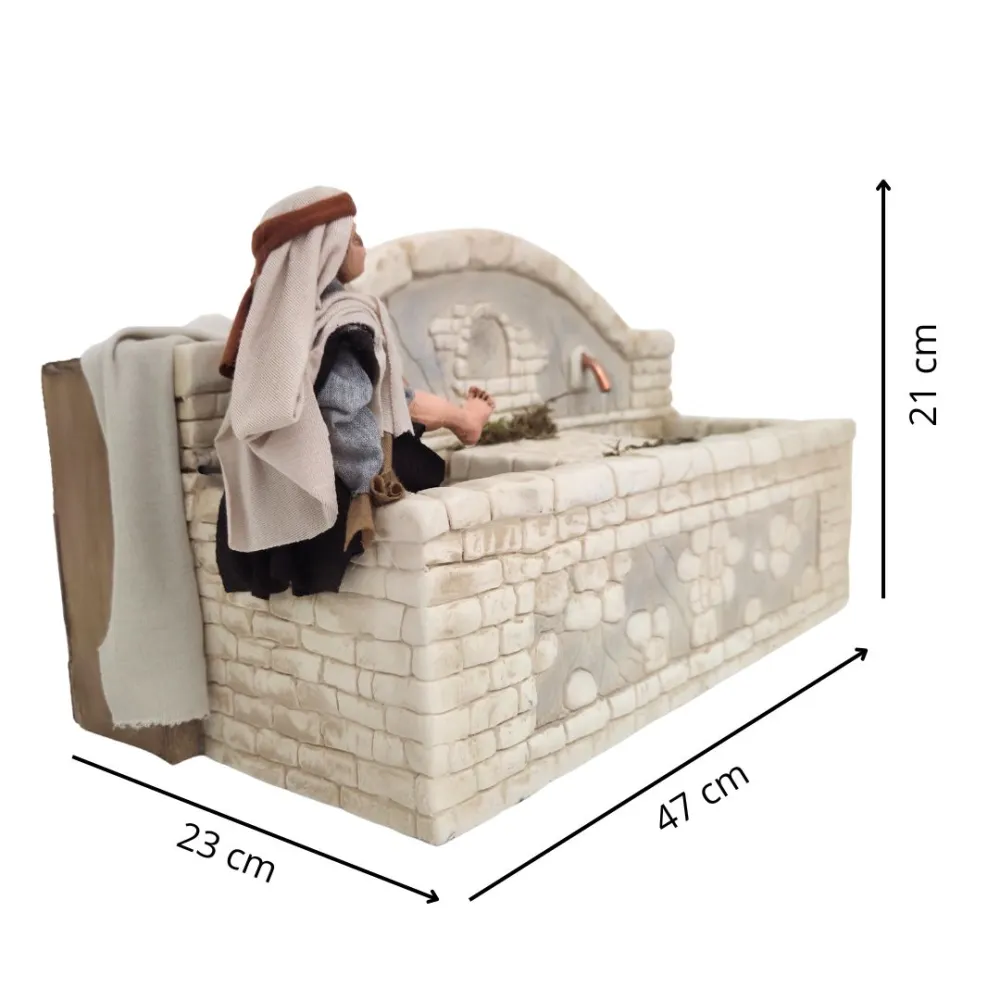 Animated Palestinian Child at the Fountain, for 30 cm Nativity Figure