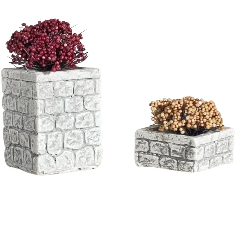 Set of Two Plaster Planters for 10–12 cm Nativity Figures
