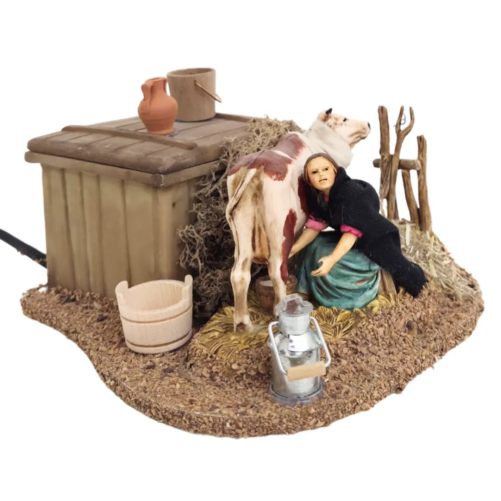 Animated 10 cm PVC Landi Milking Woman