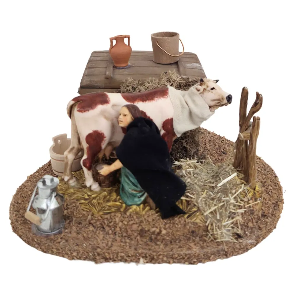 Animated 10 cm PVC Landi Milking Woman
