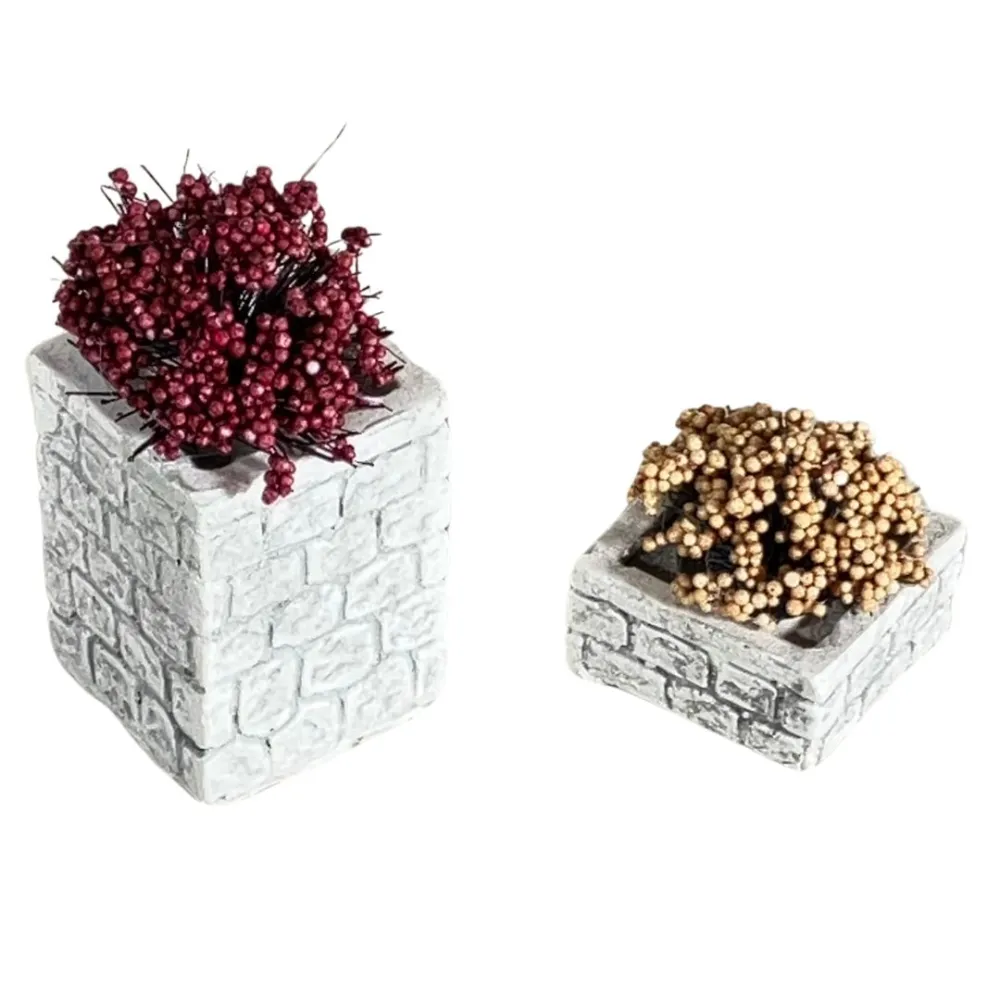 Set of Two Plaster Planters for 10–12 cm Nativity Figures