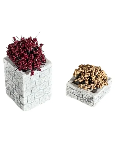Set of Two Plaster Planters for 10–12 cm Nativity Figures