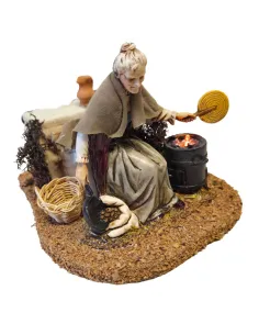 Animated 12 cm PVC Landi Woman Roasting Chestnuts