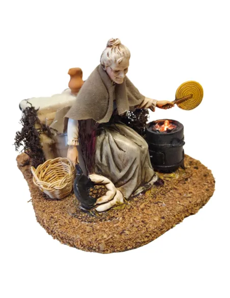 Animated 12 cm PVC Landi Woman Roasting Chestnuts