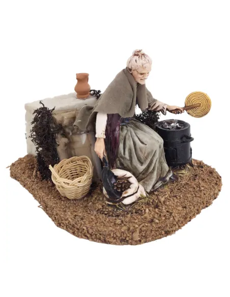 Animated 12 cm PVC Landi Woman Roasting Chestnuts