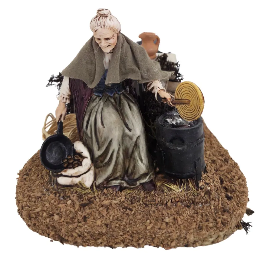 Animated 12 cm PVC Landi Woman Roasting Chestnuts
