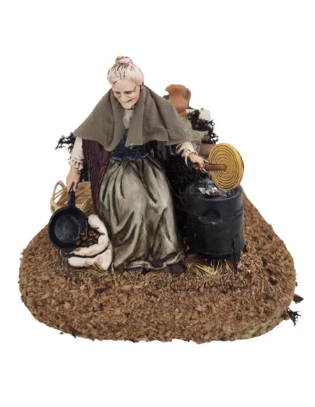Animated 12 cm PVC Landi Woman Roasting Chestnuts