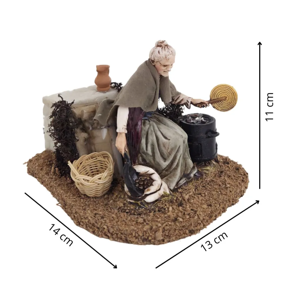 Animated 12 cm PVC Landi Woman Roasting Chestnuts
