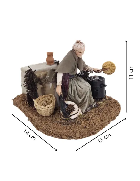 Animated 12 cm PVC Landi Woman Roasting Chestnuts