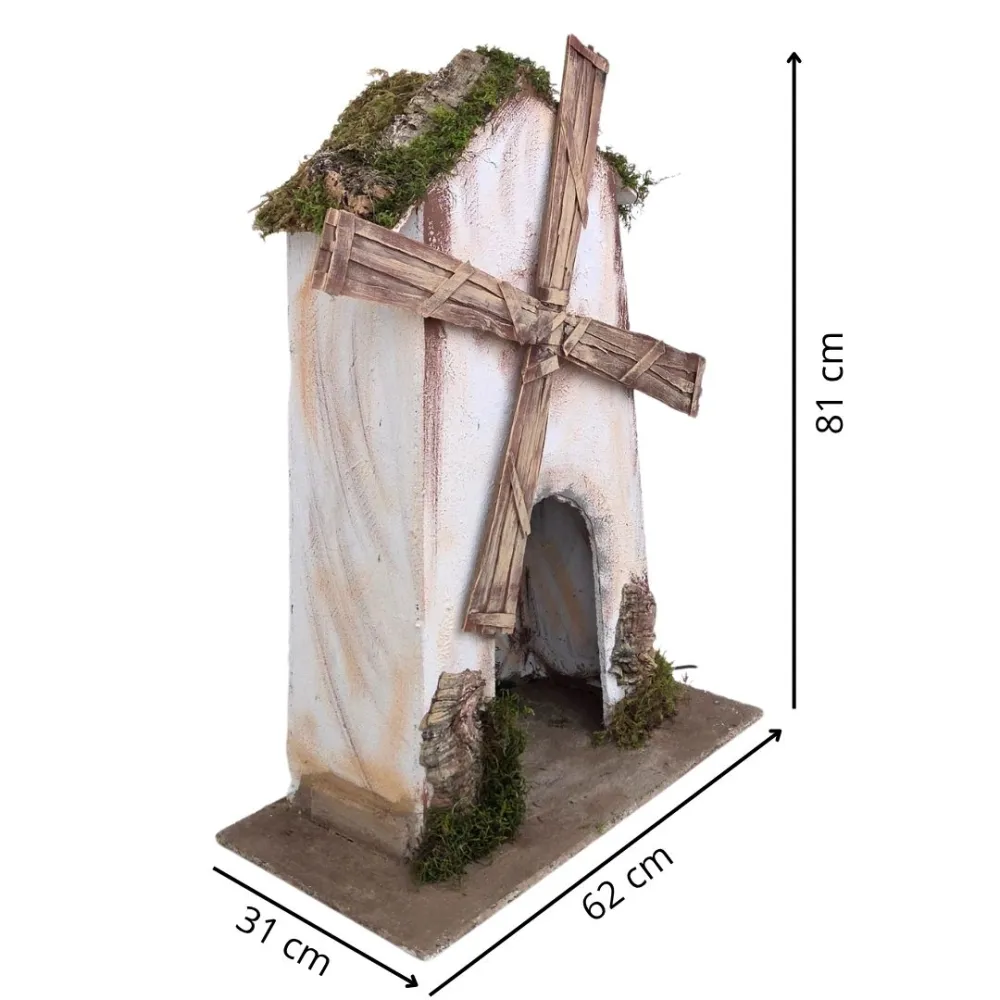 Mulino a vento in legno per statue da 30 cm in movimento