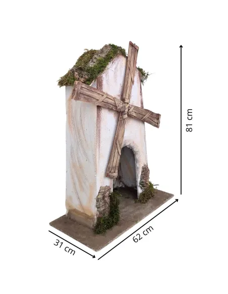 Mulino a vento in legno per statue da 30 cm in movimento