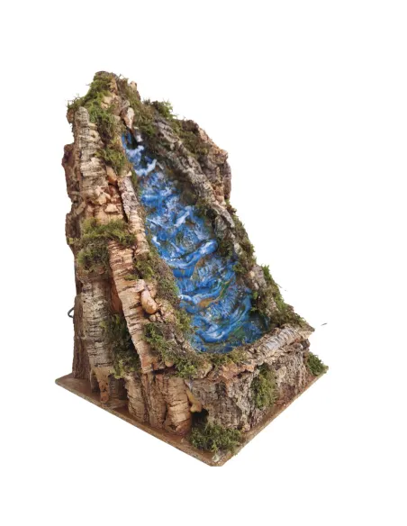 Cascata in legno e sughero per statue da 20-25 cm con acqua in movimento