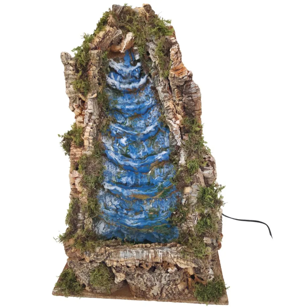 Waterfall in Wood and Cork with Moving Water, for 20–25 cm Nativity Figures