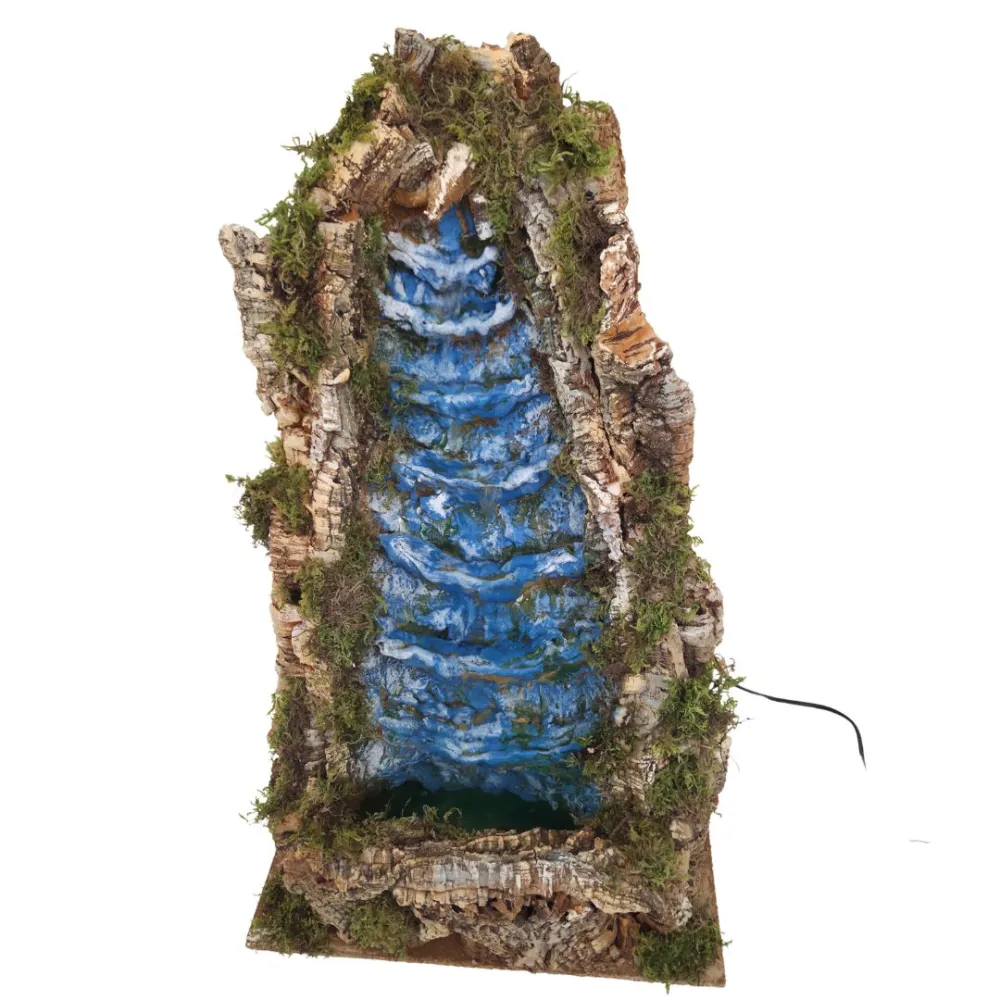 Cascata in legno e sughero per statue da 20-25 cm con acqua in movimento