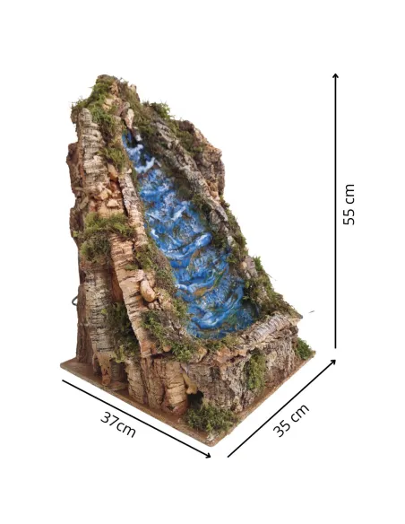 Cascata in legno e sughero per statue da 20-25 cm con acqua in movimento