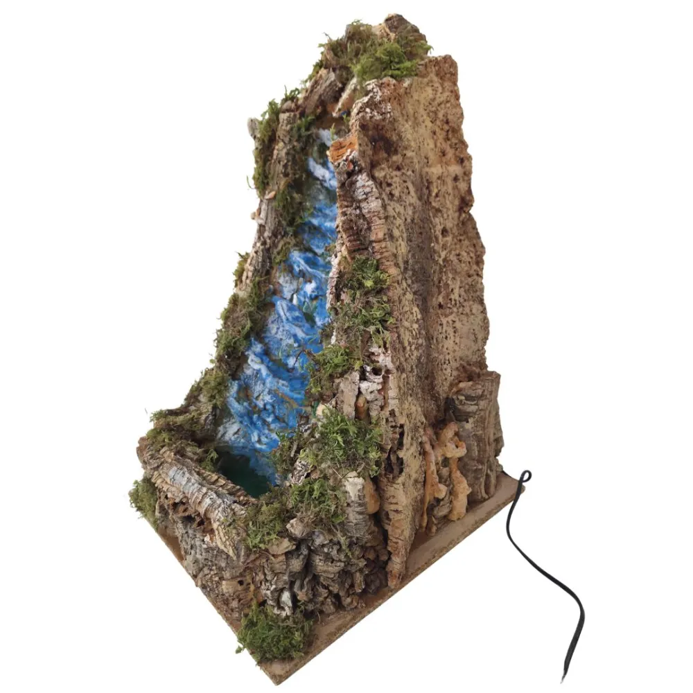 Cascata in legno e sughero per statue da 20-25 cm con acqua in movimento
