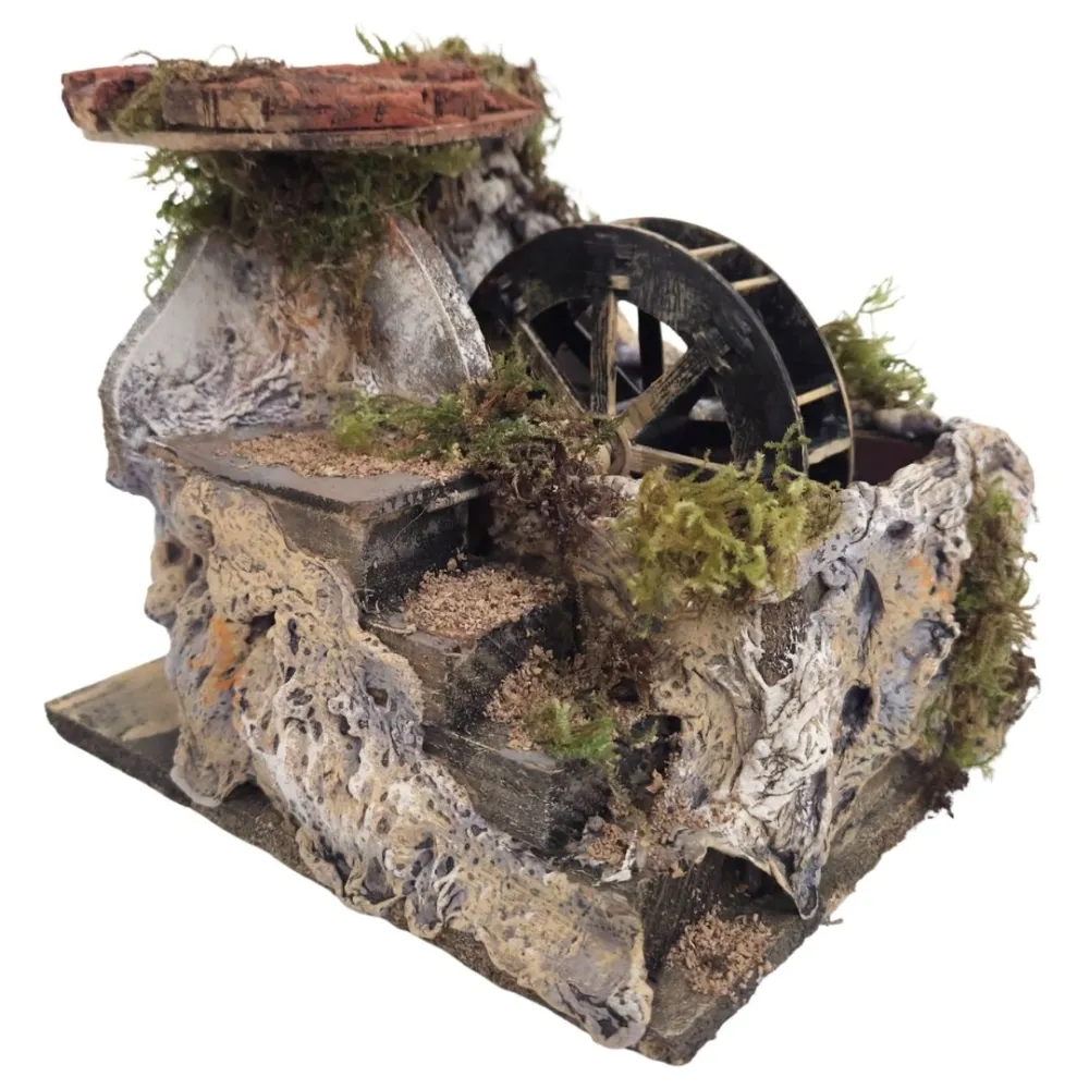 Mulino ad acqua con scala laterale per statue da 12-15 cm