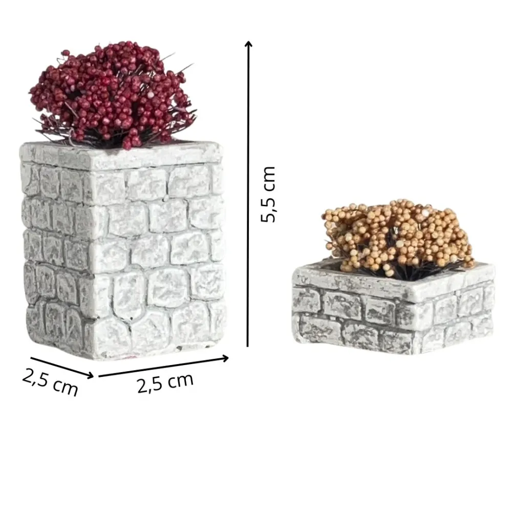 Set of Two Plaster Planters for 10–12 cm Nativity Figures