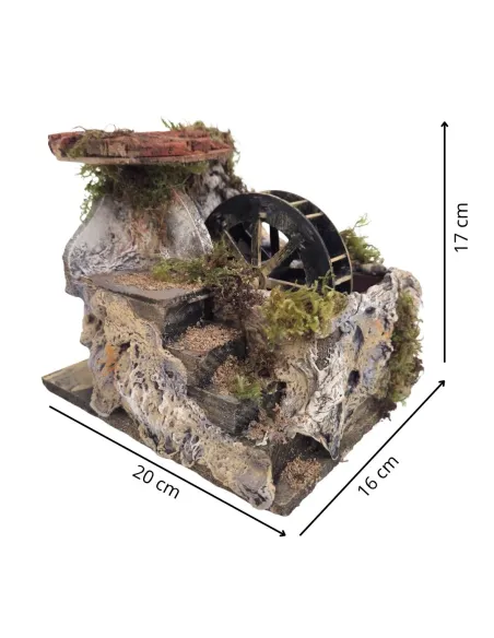 Mulino ad acqua con scala laterale per statue da 12-15 cm