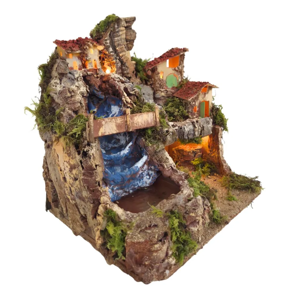 Village with Waterfall and Grotto for 6–7 cm Nativity Figures