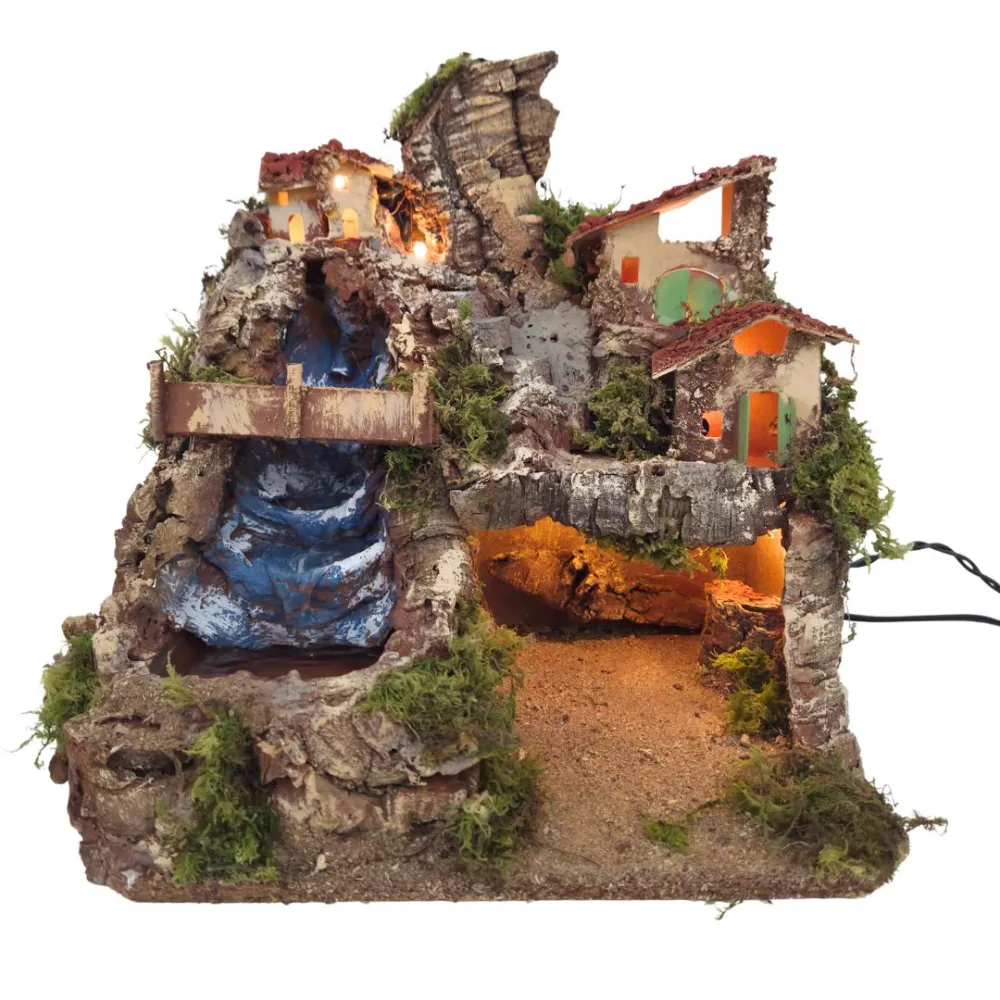 Village with Waterfall and Grotto for 6–7 cm Nativity Figures