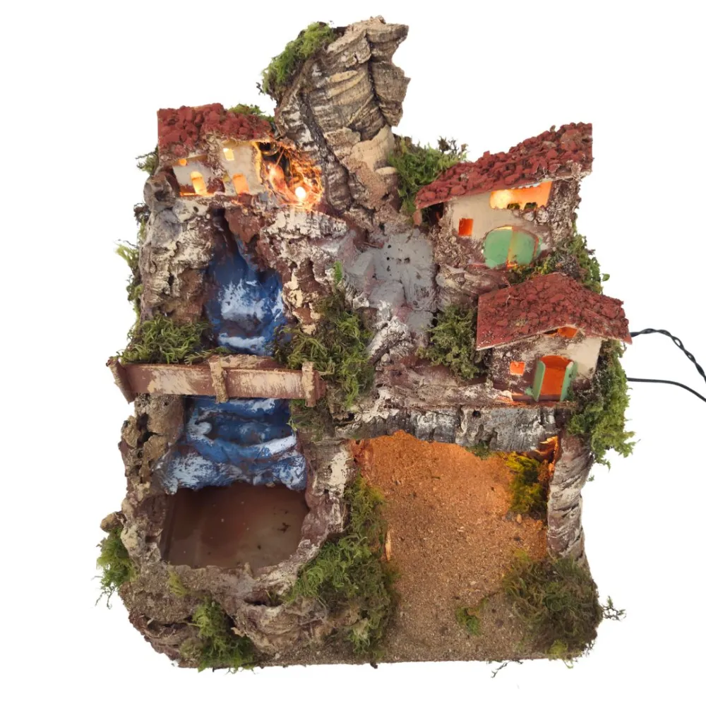 Village with Waterfall and Grotto for 6–7 cm Nativity Figures