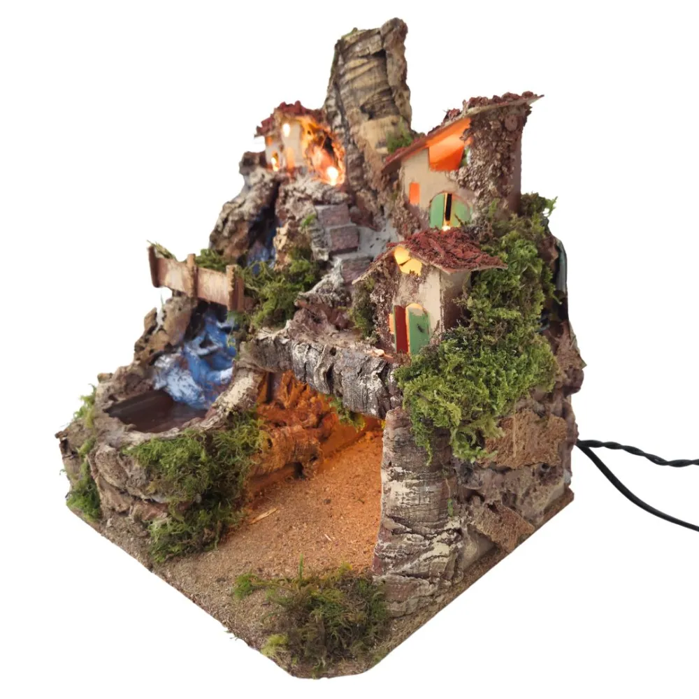 Village with Waterfall and Grotto for 6–7 cm Nativity Figures