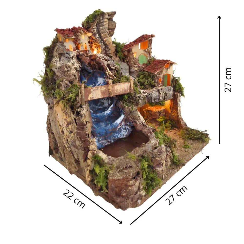 Village with Waterfall and Grotto for 6–7 cm Nativity Figures