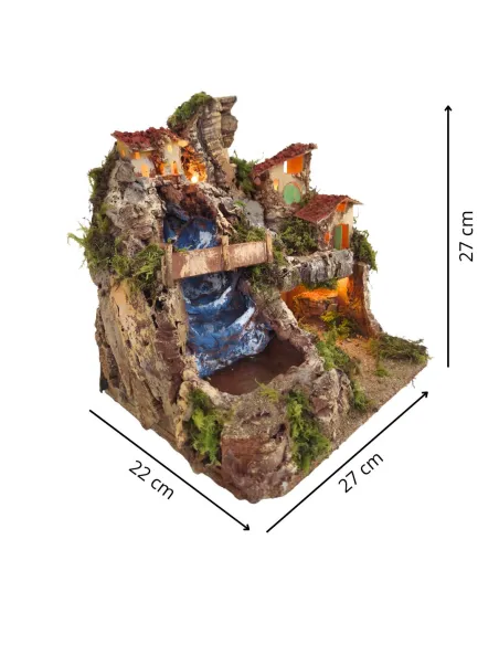 Village with Waterfall and Grotto for 6–7 cm Nativity Figures