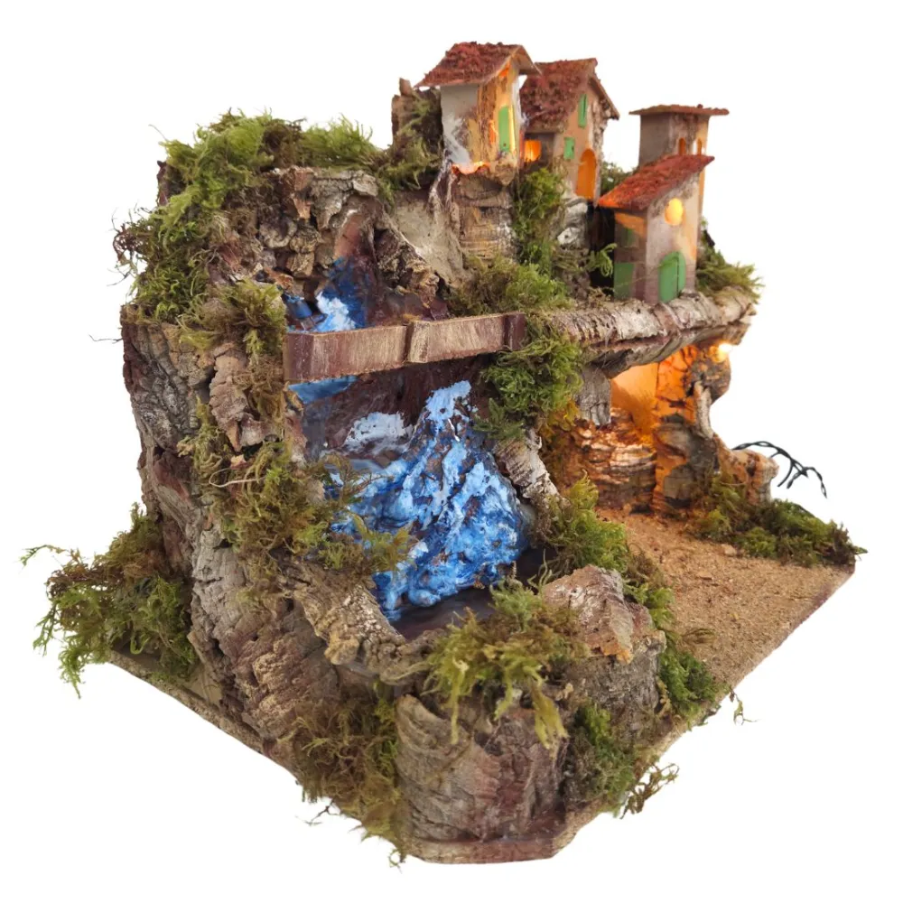 Village with Waterfall and Grotto for 10–12 cm Nativity Figures