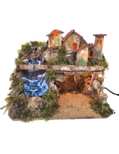 Village with Waterfall and Grotto for 10–12 cm Nativity Figures