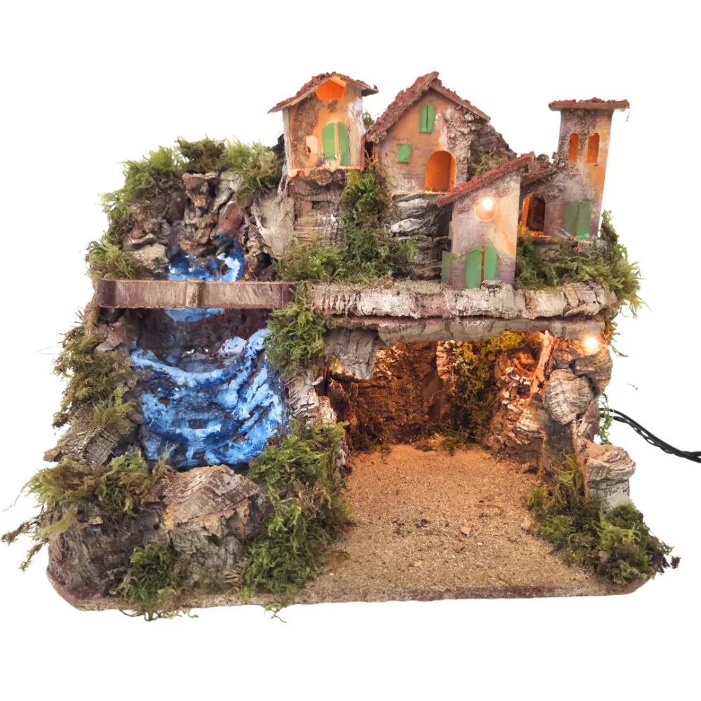 Village with Waterfall and Grotto for 10–12 cm Nativity Figures